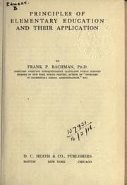 Tapa de Principles of elementary education and their application