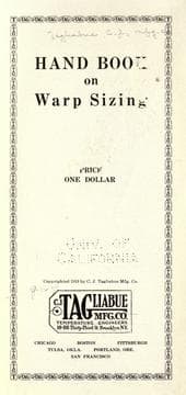 Tapa de Hand book on warp sizing