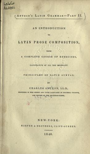 Tapa de An introduction to Latin prose composition