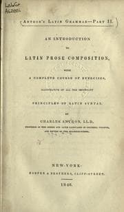 Tapa de An introduction to Latin prose composition