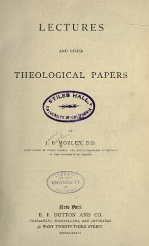 Tapa de Lectures and other theological papers