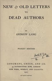 Tapa de New and old letters to dead authors
