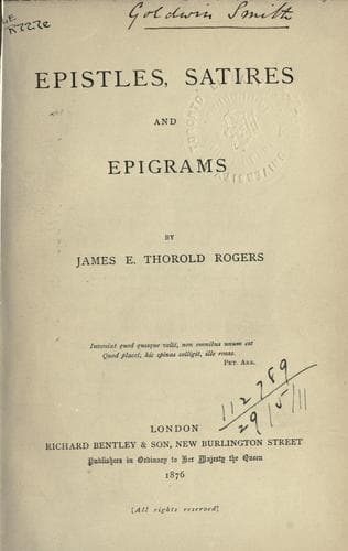 Tapa de Epistles, satires, and epigrams.
