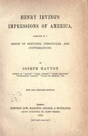 Tapa de Henry Irving's Impressions of North America