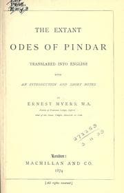 Tapa de The extant odes