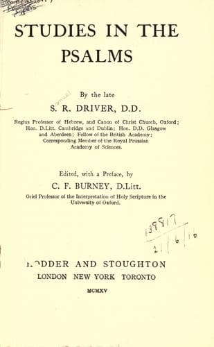 Tapa de Studies in the Psalms
