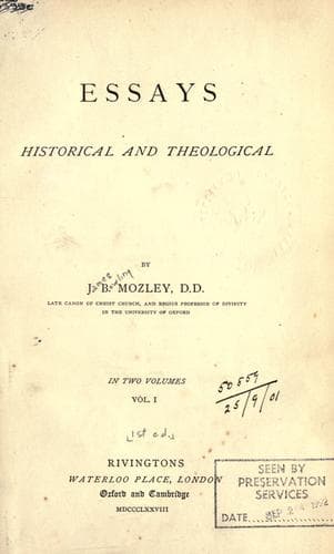 Tapa de Essays, historical and theological.