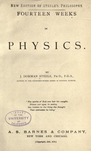 Tapa de Fourteen weeks in physics