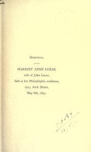 Tapa de Memorial sketch of the life and public works of Mrs. Harriet Annie Lucas
