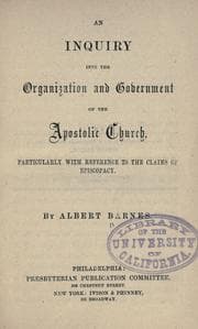 Tapa de An inquiry into the organization and government of the apostolic church