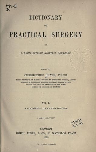 Tapa de Dictionary of practical surgery