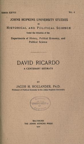 Tapa de David Ricardo, a centenary estimate
