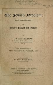 Tapa de The Jewish problem, its solution, or, Israel's present and future