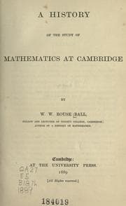 Tapa de A history of the study of mathematics at Cambridge
