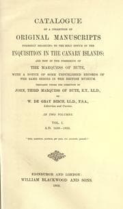 Tapa de Catalogue of a collection of original manuscripts formerly belonging to the Holy Office of the Inquisition in the Canary Islands