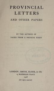 Tapa de Provincial letters and other papers