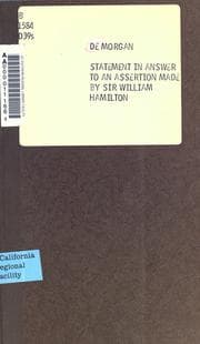 Tapa de Statement in answer to an assertion made by Sir William Hamilton, bart., professor of logic in the University of Edinburgh