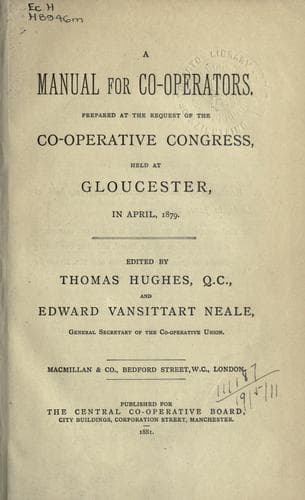 Tapa de A manual for co-operators