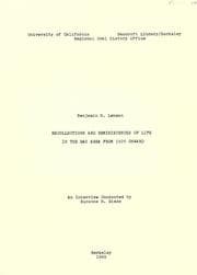 Tapa de Recollections and reminiscences of life in the Bay Area from 1920 onward