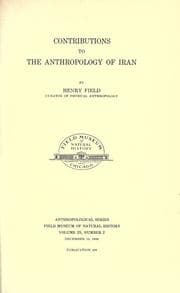 Tapa de Contributions to the anthropology of Iran