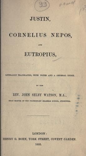 Tapa de Justin, Cornelius Nepos, and Eutropius