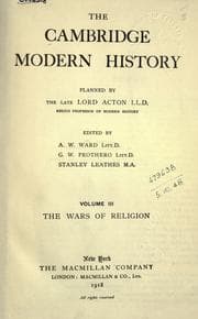 Tapa de The Cambridge modern history, Volume 3, The Wars of Religion