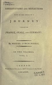Tapa de Observations and reflections made in the course of a journey through France, Italy, and Germany