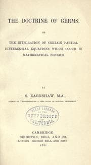 Tapa de The doctrine of germs, or, The integration of certain partial differential equations which occur in mathematical physics