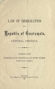 Tapa de Law of immigration of the Republic of Guatemala, Central America