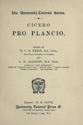 Tapa de Cicero: Pro Plancio.