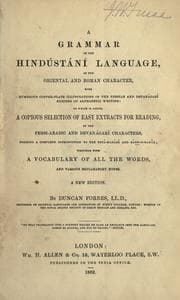 Tapa de A grammar of the Hind©Æust©Æan©Æi language, in the Oriental and Roman character, with numerous copper-plate illustrations of the Persian and Devan©Æagar©Æi systems of alphabetic writing
