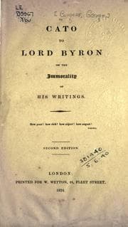 Tapa de Cato to Lord Byron on the immorality of his writings