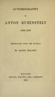Tapa de Autobiography of Anton Rubinstein, 1829-1889