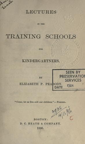 Tapa de Lectures in the training schools for kindergartners