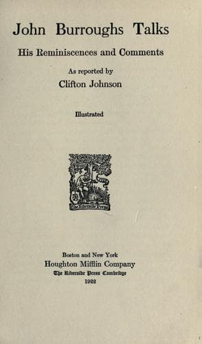 Tapa de John Burroughs talks