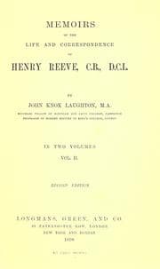 Tapa de Memoirs of the life and correspondence of Henry Reeve