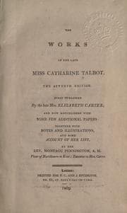 Tapa de The works of the late Miss Catharine Talbot, first published by the late Mrs. Elizabeth Carter