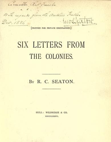 Tapa de Six letters from the colonies