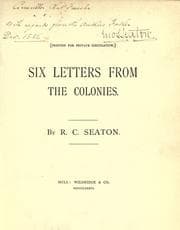 Tapa de Six letters from the colonies