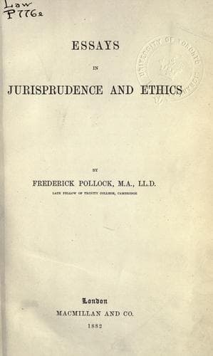 Tapa de Essays in jurisprudence and ethics.