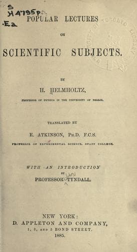 Tapa de Popular lectures on scientific subjects