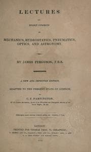 Tapa de Lectures on select subjects in mechanics, hydrostatics, pneumatics, optics, and astronomy