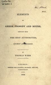 Tapa de Elements of Greek prosody and metre