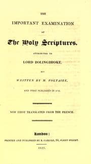 Tapa de The important examination of the Holy Scriptures