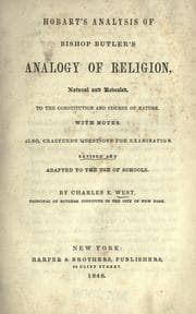 Tapa de Hobart's Analysis of Bishop Butler's Analogy of religion, natural and revealed, to the consititution and course of nature. With notes