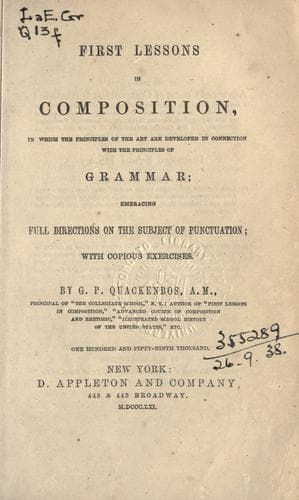 Tapa de First lessons in composition