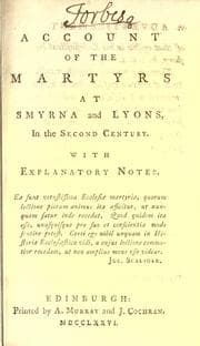 Tapa de Account of the martyrs at Smyrna and Lyons, in the second century