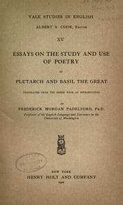 Tapa de Essays on the study and use of poetry by Plutarch and Basil the Great