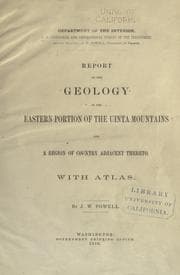 Tapa de Report on the geology of the eastern portion of the Uinta Mountains and a region of country adjacent thereto