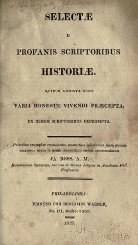 Tapa de Selectæ e profanis scriptoribus historiæ